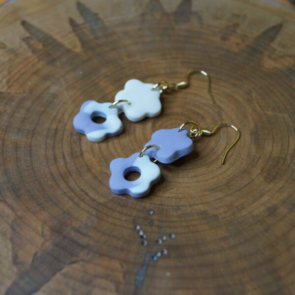 Purple & White Double Flower Dangles - Image 3