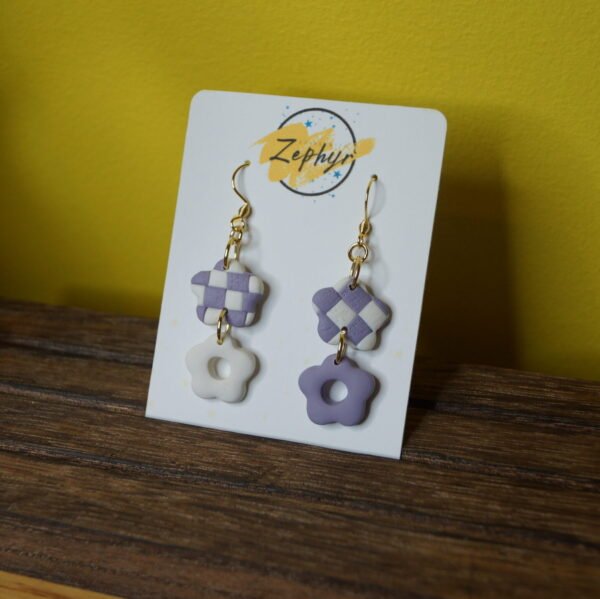 Purple & White Double Flower Dangles - Image 5