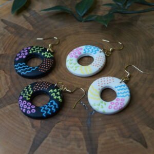 Neon Patterned Circle Dangles